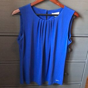 Calvin Klein pleated neck sleeveless blouse
